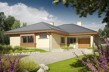 Projekt domu Alan G1 - parterowy dom o powierzchni 141,80 m², dach kopertowy - ujęcie 2