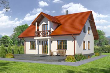  Projekt domu Tarczyn 9 (KRP1233) - projekt domu parterowego z poddaszem - Zdjęcie 2