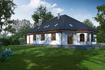  Projekt domu Zarzecze z garażem (KRP1235) - projekt domu parterowego z poddaszem - Zdjęcie 2