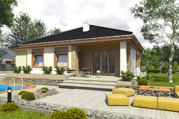 Projekt domu Jerzyk z garażem 1-st. [A] - parterowy dom o powierzchni 88,10 m², dach wielospadowy - ujęcie 2