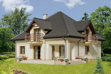 Projekt domu Portia - parterowy z poddaszem dom o powierzchni 146,28 m², dach kopertowy - ujęcie 2