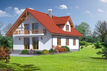  Projekt domu Bukowo 5tb (KRP1395) - projekt domu parterowego z poddaszem - Zdjęcie 2