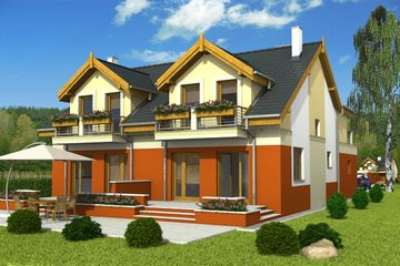  Projekt domu Magda z garażem 1-st. bliźniak [A-BL] (WRF1380) - projekt domu parterowego z poddaszem - Zdjęcie 2