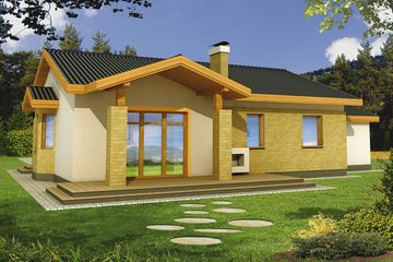  Projekt domu Stokrotka wersja A mniejsza z pojedynczym garażem (WRD1436) - projekt domu parterowego - Zdjęcie 2