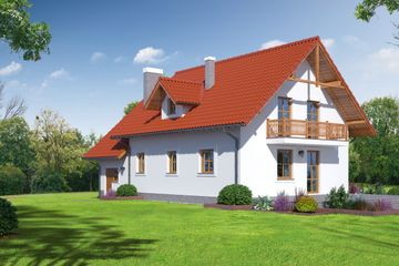  Projekt domu Biskupice 3tb (KRP1402) - projekt domu parterowego z poddaszem - Zdjęcie 2