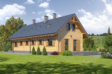  Projekt domu Grybów a+b dw (KRP1404) - projekt domu parterowego z poddaszem - Zdjęcie 2