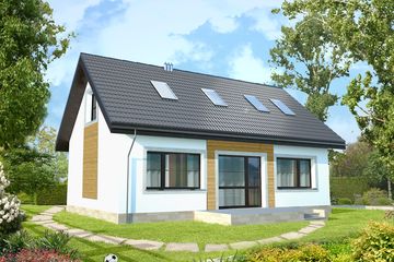 Projekt domu Leon LMP231 - parterowy z poddaszem dom o powierzchni 107,84 m², dach dwuspadowy - ujęcie 2