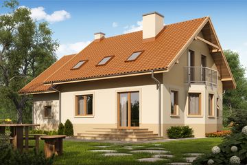 Projekt domu w Oregonie - parterowy z poddaszem dom o powierzchni 117,61 m², dach dwuspadowy - ujęcie 2