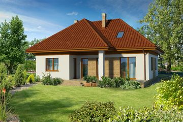 Projekt domu Elmshorn LMP230 - parterowy z poddaszem dom o powierzchni 120,58 m², dach wielospadowy - ujęcie 2