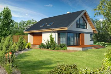 Projekt domu Tivoli LMP305 - parterowy z poddaszem dom o powierzchni 132,20 m², dach dwuspadowy - ujęcie 2