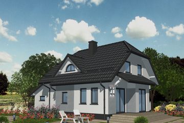 Projekt domu APS 228 - parterowy z poddaszem dom o powierzchni 114,10 m², dach naczółkowy - ujęcie 2