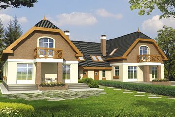  Projekt domu Cyprys B bliźniak - 2 garaże (WRD1473) - projekt domu parterowego z poddaszem - Zdjęcie 2