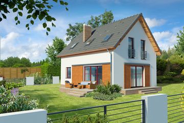 Projekt domu Alamo DCP300 - parterowy z poddaszem dom o powierzchni 92,97 m², dach dwuspadowy - ujęcie 2