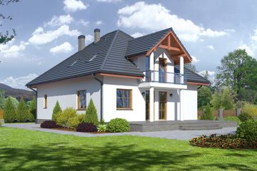 Projekt domu Borków 11 - parterowy z poddaszem dom o powierzchni 142,40 m², dach kopertowy - ujęcie 2