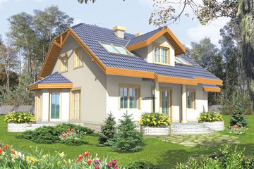 Projekt domu Liza G1 - parterowy z poddaszem dom o powierzchni 126,66 m², dach naczółkowy - ujęcie 2