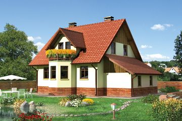  Projekt domu Gil - szkielet drewniany lekki (KRD1072) - projekt domu parterowego z poddaszem - Zdjęcie 2