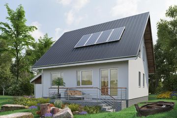 Projekt domu Krab (377) - parterowy z poddaszem dom o powierzchni 92,90 m², dach dwuspadowy - ujęcie 2