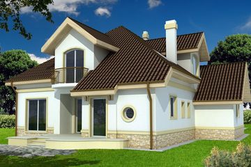  Projekt domu Agio paliwo stałe wersja B z podwój. gar. (WRD1588) - projekt domu parterowego z poddaszem - Zdjęcie 2