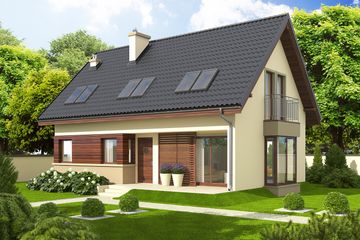 Projekt domu Liv 2 - parterowy z poddaszem dom o powierzchni 108,26 m², dach dwuspadowy - ujęcie 2