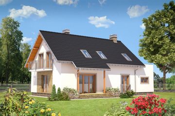  Projekt domu Kobalt - murowana – beton komórkowy (KRD2228) - projekt domu parterowego z poddaszem - Zdjęcie 2