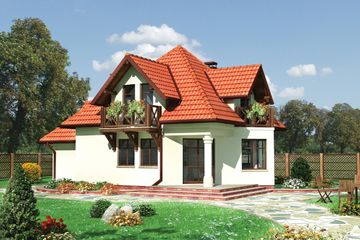  Projekt domu Burzan - murowana – ceramika (KRD1389) - projekt domu parterowego z poddaszem - Zdjęcie 2