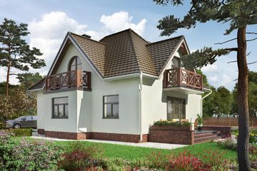  Projekt domu Birkut - murowana – ceramika (KRD1382) - projekt domu parterowego z poddaszem - Zdjęcie 2