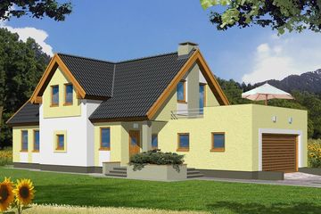  Projekt domu Słonecznik wersja A z podw. gar. na wąską działkę (WRD1107) - projekt domu parterowego z poddaszem - Zdjęcie 2