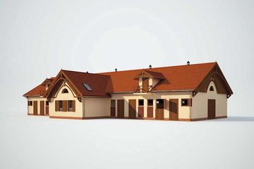  Projekt stajni S25 Stajnia angielska dla koni - 16 boksów + część mieszkalna (SLN1285) - projekt stajni parterowego z poddaszem - Zdjęcie 2