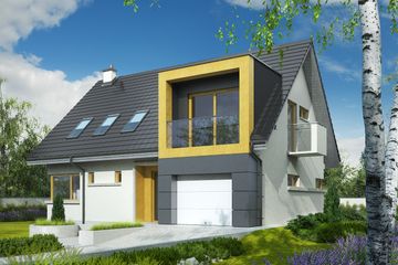 Projekt domu Tolek G1 - parterowy z poddaszem dom o powierzchni 110,47 m², dach dwuspadowy - ujęcie 2