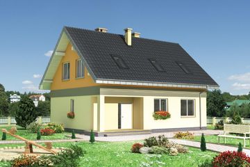  Projekt domu Motek - murowana – beton komórkowy (KRD1656) - projekt domu parterowego z poddaszem - Zdjęcie 1