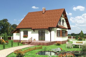  Projekt domu Żonkil - murowana – ceramika (KRD1286) - projekt domu parterowego z poddaszem - Zdjęcie 2