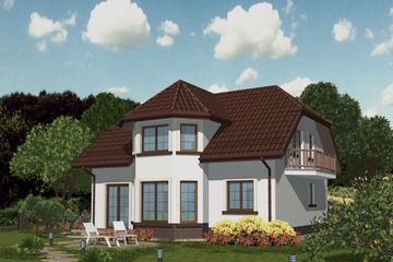 Projekt domu APS 044 - parterowy z poddaszem dom o powierzchni 174 m², dach naczółkowy - ujęcie 2