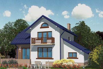 Projekt domu APS 056 - parterowy z poddaszem dom o powierzchni 123,40 m², dach wielospadowy - ujęcie 2