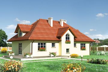  Projekt domu Amber - murowana – ceramika (KRD1009) - projekt domu parterowego z poddaszem - Zdjęcie 2