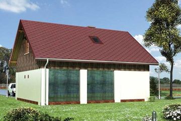  Projekt garażu M4 - murowana – beton komórkowy (KRD1827) - projekt garażu parterowego z poddaszem - Zdjęcie 2