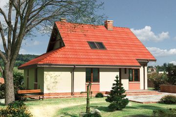  Projekt domu Poziomka - murowana – ceramika (KRD1560) - projekt domu parterowego z poddaszem - Zdjęcie 2