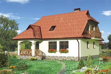 Projekt domu Saga - murowana – ceramika - parterowy z poddaszem dom o powierzchni 153,80 m², dach naczółkowy - ujęcie 2