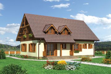  Projekt domu Modrak - murowana – ceramika (KRD1163) - projekt domu parterowego z poddaszem - Zdjęcie 2