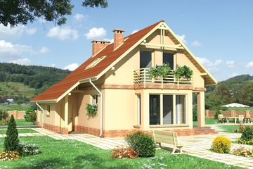  Projekt domu Słomka - murowana – ceramika (KRD1572) - projekt domu parterowego z poddaszem - Zdjęcie 1