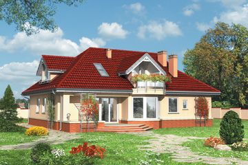  Projekt domu Dereń - murowana – beton komórkowy (KRD1714) - projekt domu parterowego z poddaszem - Zdjęcie 2