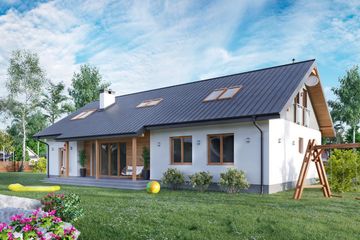  Projekt domu Aramis - murowana – beton komórkowy (KRD1721) - projekt domu parterowego z poddaszem - Zdjęcie 2
