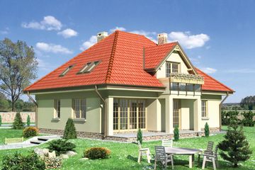  Projekt domu Złotokap - murowana – ceramika (KRD1493) - projekt domu parterowego z poddaszem - Zdjęcie 2