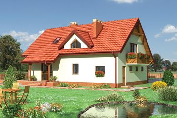  Projekt domu Delta - murowana – klinkier (KRD1043) - projekt domu parterowego z poddaszem - Zdjęcie 2