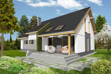  Projekt domu Antek z garażem 1-st. [A] (WRF1400) - projekt domu parterowego z poddaszem - Zdjęcie 2