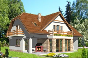  Projekt domu HG-O1 (KRM1017) - projekt domu parterowego z poddaszem - Zdjęcie 2