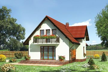  Projekt domu Supełek - murowana – beton komórkowy (KRD1217) - projekt domu parterowego z poddaszem - Zdjęcie 2
