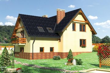  Projekt domu Świteź - murowana – ceramika (KRD1219) - projekt domu parterowego z poddaszem - Zdjęcie 2