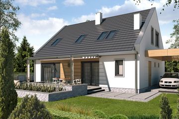 Projekt domu Victor bw - parterowy z poddaszem dom o powierzchni 129,90 m², dach dwuspadowy - ujęcie 2