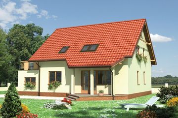  Projekt domu Drozd - murowana – beton komórkowy (KRD1049) - projekt domu parterowego z poddaszem - Zdjęcie 2