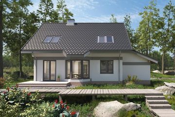  Projekt domu Figa - murowana – beton komórkowy (KRD2341) - projekt domu parterowego z poddaszem - Zdjęcie 1